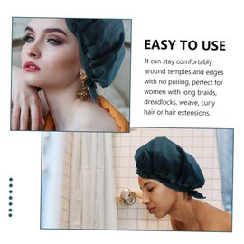 FOMIYES Streamer Shower Cap Large Shower Cap Fascinator Flex Hats for Men Beach Hat Caps Women Night Bonnet Wrap Hats for Sleeping Cap for Men Black Bonnet Blue Silk