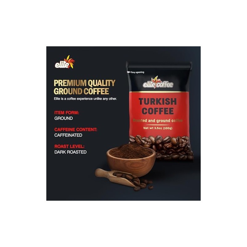 Elite Turkish Ground Roasted Coffee Bag, 3.5000-ounces (Pack of 8)