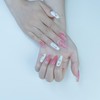 Sun&Beam Nails Handmade Nail Tips, Medium, Long, Coffin Pink, White,