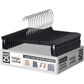 Unbranded 12 Inch Recycled Black Plastic Hangers - Heavy Duty, Pants & Skirts, 25 Pack