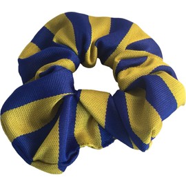 Girls School Stripe Elastic Hair Scrunchies (Royal Blue & Gold)