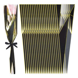 CIPOWM 100pcs Single Rose Sleeves Black Single Flower Wrapping Bag Florist Bouquet Packaging Bags Flower Sleeves for Floral Arrangement Supply Wedding Birthday Valentines Day