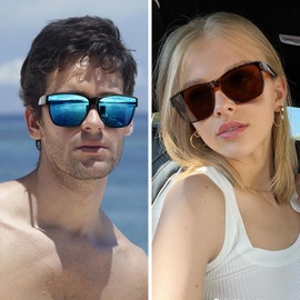 GEGURI Polarized Sunglasses Fit Over Glasses for Men Women, Oversized Square Sun Glasses UV400 Protection Shades