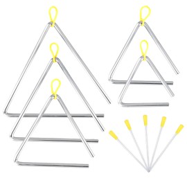 SENJEOK 5 PCS 5 Size Triangle Instrument Bell, 4, 5, 6, 7, 8 Inch Triangle Hand Percussion with Striker for Rhyme Church Farmhouse
