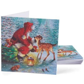 Traditional Christmas Cards Two Assorted Designs Santa Sack & Santa Foal With Envelopes - Pack 10