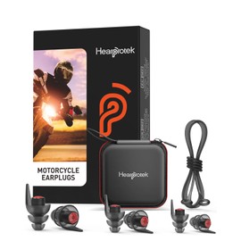Hearprotek Motorcycle Ear Plugs 3 Pairs (S/M/L) - 24dB Wind Noise Reduction, Helmet-Compatible & Reusable | Noise Cancelling Ear Protection for Motorbike, Racing, Touring | Includes Travel Case(Black)