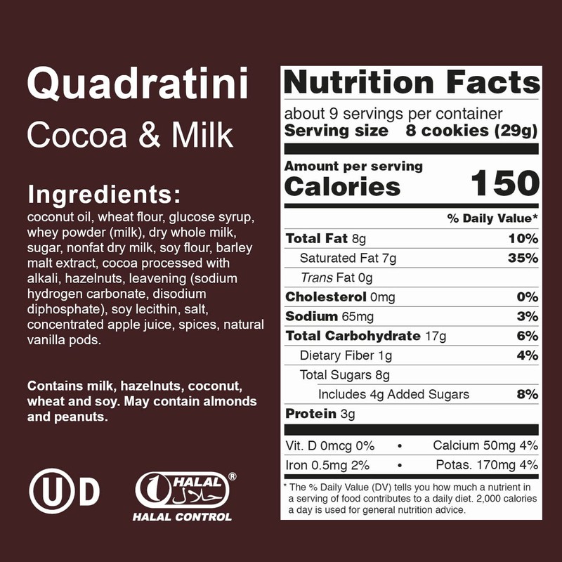 Loacker Quadratini Cocoa & Milk, 8.82 oz