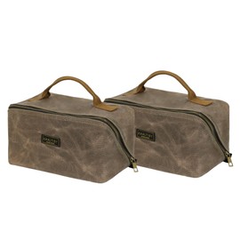 Canvas Tool Bag, Zippered Tool Pouch with Handle, 16 oz Waxed Canvas Tool Storage Organiser, Pack of 2, 24 x 27 x 14 cm (Open) - Grey