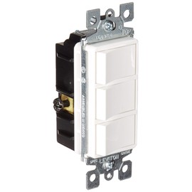 Leviton 01755-00W Apagador Triple, Grado Comercial, 15 Amp, 120 Volts, Decora, color Blanco