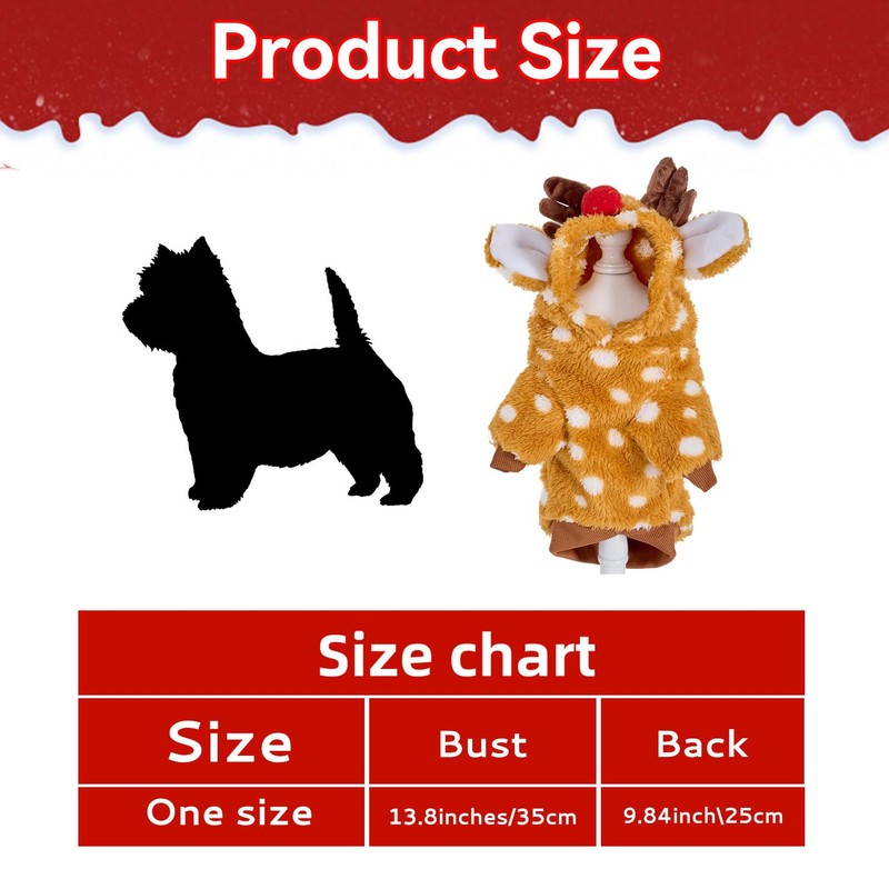 hoyuwak Reindeer Dog Costume Cute Pet Girl Christmas Moose Coat