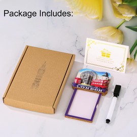 DRMFLE Wooden Refrigerator Sticker with Pen and Blackboard, Flexible Chalkboard as To Do List Memo Message Notice, London Themed Fridge Magnets for Party Supplies Home Decoration,New Home Gifts (Blue)