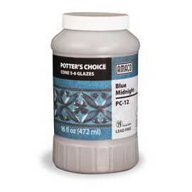 AMACO Potter's Choice PC-12 Blue Midnight High Fire Glaze Pint, 16 oz. (473 mL), Layerable Mid-High Fire Cone 5-6 "PC Glaze for Bisque