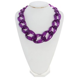 Bocar Statement Chunky Fashion Acrylic Beads Choker Cube Link Chain Necklace for Women Gifts(NK-10510-purple)