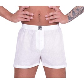 LUFT Mens Boys Man Plus Size Linen Soft Stretch Comfortable Elastic Waistband Breathable Cool Low Rise Fit Classic Functional Seamless Casual Trunks Briefs Underpants Underwear Boxer Shorts, White 2XL