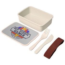 Fabulous Lunch Box - Lunch Box with Cutlery Grey - Old School Gamer Video Game Vintage Style - 700ml