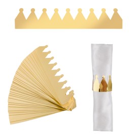 URROMA Napkin Ring, 50Pcs Reflective Gold Crown Napkin Clasps for Christmas Valentine Day Thanksgiving Decor Napkin Holder Button Towel Buckle