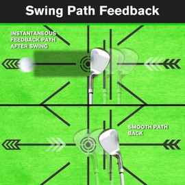 Golf Hitting Mat, Golf Mats Practice Outdoor Indoor for Swing Path Feedback Detection Batting, 16"x12" Artificial Dual Turf Golf Mat with Tees for Training, Driving, Chipping