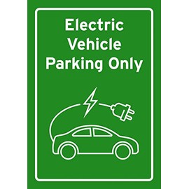 Classic Home Store Electric Vehicle Parking Only Green EV Car Graphic Charging Sign Notice Warning