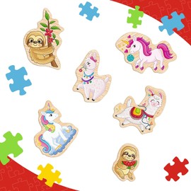 Trefl, Contour Puzzle with Underlay, Lift-Out Puzzle, Unicorns, Llamas, Sloths, for Children from 2 Years