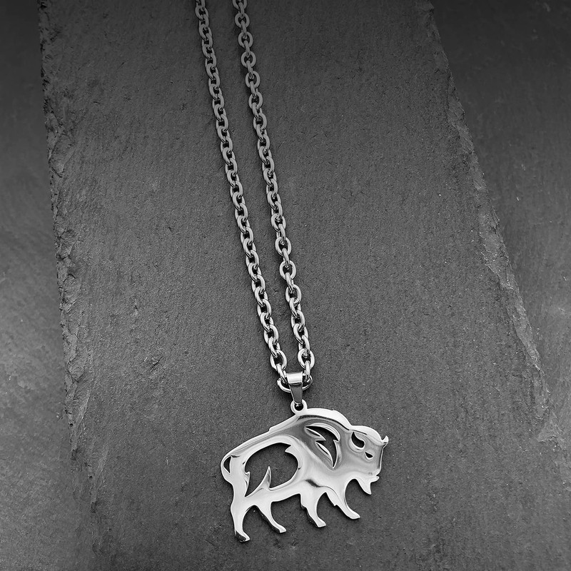 Wchama Bison Necklace for Men Women Gift Stainless Steel Pendant