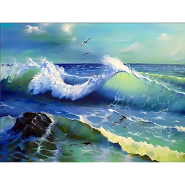 SYMON Cross Stitch Kit, Sea, Pre-Printed Pattern, 11 Ct, 40 x 50 cm, Embroidery Picture for Wall Art and Home Decoration