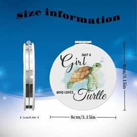 KWSAAHU Double-Sided Pocket Compact Mini Makeup Mirrors 1x, 2X Magnifying Mirror Portable Foldable Round Small Purse Mirror Suitable Daily Travel Party for Man Woman - Cute Turtle