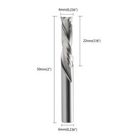 EU_HOZLY Spiral Mill Up & Down Compression Bit 6 mm Cutting Diameter, 6 mm Shank, 22 mm Cutting Length CNC End Mill for Wood Carving, Engraving, Pack of 2