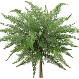 PLANT Artificial Boston Fern Plants Large Dusty Green Fake Greenery Shrubs 2 Pcs Faux Plant Bushes for Home Garden Office Farmhouse Indoor Outdoor Decor, 19 Inch