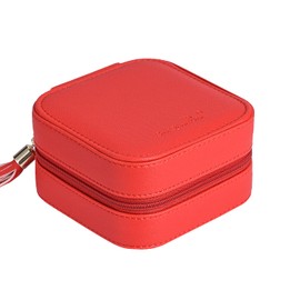 Luxury Leather Travel Jewelry Box for Women Mini Organizer Small Jewelry Portable Travel Case for Rings Earrings Necklace Multifunctional Storage Mother's Day Gift Women Wife Daughter Gift (RED)