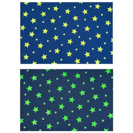 miwaki ランチョンマット 布製 子供 男の子 女の子 幼稚園 保育園 2枚 セット お名前タグ付き シンプル モチーフ グリーン イエロー 蛍光 スター GR YL S