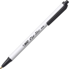 BIC CSM241BLK Clic Stic Pen, Medium Point, 24/CT, Black Ink/White Barrel
