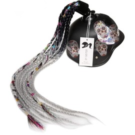 3T-SISTER Casco de coletas degradadas con ventosa para motocicleta, 1 unidad de 24 pulgadas (negro a gris plateado) (casco no incluido)