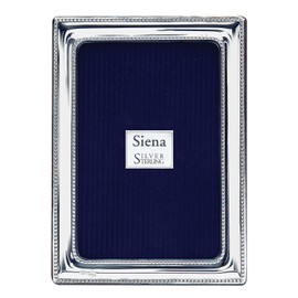 Siena 5x7 Pearl Bead Silver Deco Picture Frame, Boutique Quality Photo Frame, Collection (925 Sterling Silver)