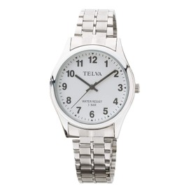 CREPHA TE-AM148-WTS Men's Wristwatch, Analog, Waterproof, Bracelet, White, Silver, Wristwatch Daily Water Resistant Bracelet Casual