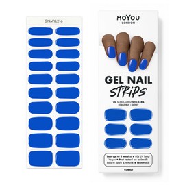 MOYOU LONDON Semi-cured UV Gel Strips - Pack of 20 - Gel Nail Foils UV Hardening for Manicure in Salon Quality - Cobalt