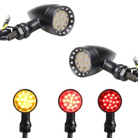 FACAILAHA Bullet Rear LED Turn Signal Lights Universal Motorcycle Brake Taillights w/Relocation Kit 12V Running Light Compatible with Honda Dual Sport Harley Yamaha Suzuki Kawasaki, Black