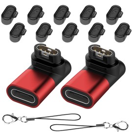 Seltureone (2+10 Sets) Garmin Conversion Adapters (2 Pieces), L-Shaped Type-C Compatible + Dustproof Plug for Charging Port (10 Pieces), TPU Material, Garmin Conversion Micro, Fast Charging, Venu 3, Approach S70, Forerunner 965, 265, Vivosmart5, ForeAthl