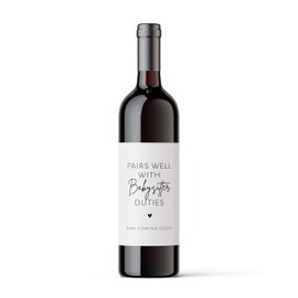 Pregnancy Announcement Wine labels, Surprise Baby Announcement Gift, Gift for Grandparents, Gift for Aunt and Uncle, Pregnancy Reveal Stickers - 2 PACK (Babysitter Dutties)