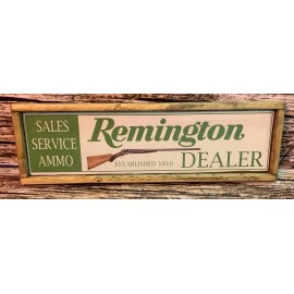 Rustic Style Remington Gun Hunting Wooden Sign Man Cave Framed - 10"x36"