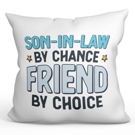 MUGFFINS SON IN-LAW Cushion Padding included - in English - By Chance Friend By Choice - Funny gift - Pillow: cover and filling 15.7x15.7 inches