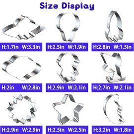Wonmon 9 PCS Space Cookie Cutters Set, Metal Outer Space Cookie Cutters Rocket, Astronaut, Moon, Star, Sun, Planet, Airship, Radar, Alien Shape Cutters Molds for Space Theme Party Supplies