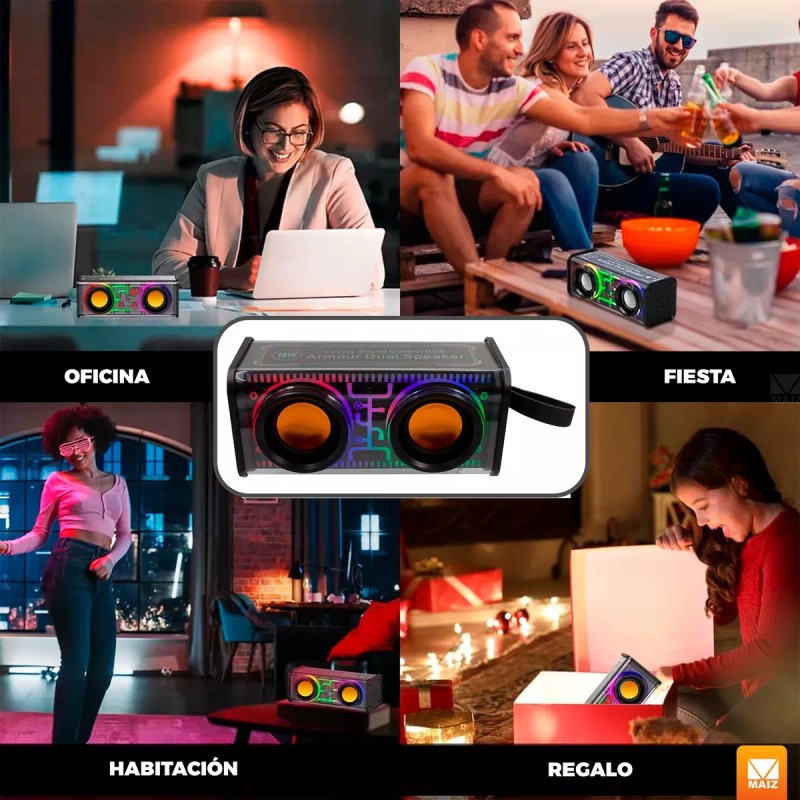 Maíz Bocina Radio Fm Luz Led Recargable Usb Bluetooth Portatil