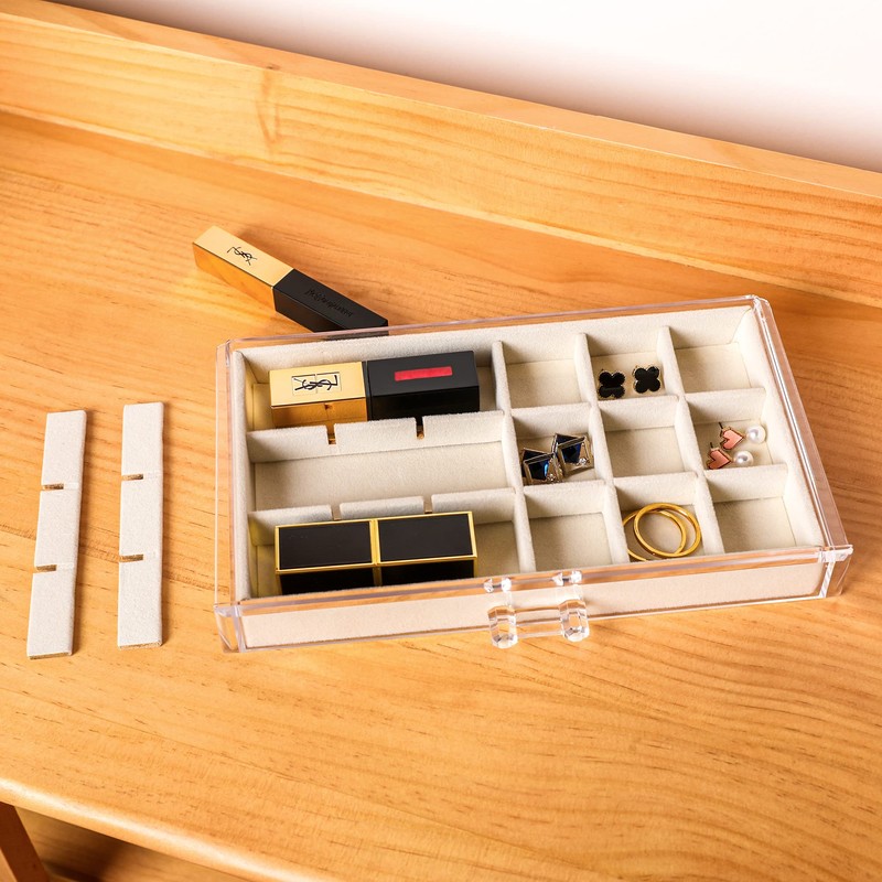 Frebeauty Acrylic Jewelry Organizer Earring Organizer Box with 5 Drawers