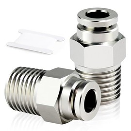 ERGAOBOY 2 Pcs 6MM Tube OD X 1/8" BSP Thread Male Thread Straight Stainless Steel 304 Push-in Fittings Pneumatic Push-in Fitting