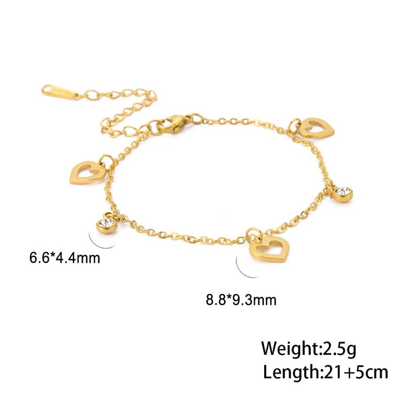 Amaxer Adjustable Stainless Steel Heart Ankle Bracelet with Rhinestone Charm