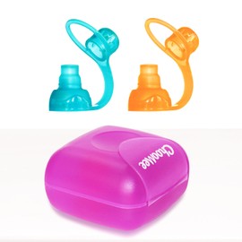 ChooMee SoftSip Food Pouch Tops | Purple Case, Orange Aqua Tops