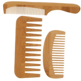 Ipetboom Professional Hairdressing Comb Set Bamboo Wide Tooth Fine Tooth for Hair Cutting