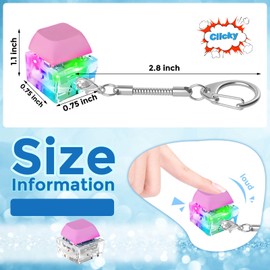 Fidget Keyboard Toys with LED Light , Keyboard Keychain Stress Relief Toys for Adults and Kids,Finger Keyboard Keychain Fidget Clicker Toys,Executive Desk Toys,ADHD Toys,Adult Gifts（Pink）