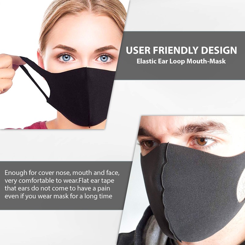 TANNESS 6 Pack Black Reusable Face Mask, Fashion Reusable Washable