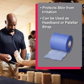 Cramer Tape Underwrap, Sports PreWrap for Athletic Ankle, Wrist, and Injury Taping Jobs, Hair Tie, Headband, Patella Support, Pre-Wrap Athletic Tape Supplies, 2.75" X 21 Yard Roll of Pre Wrap , Blue
